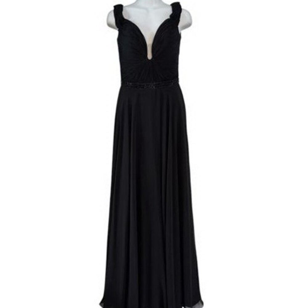 Zoey Grey Black Ruched Off-Shoulder Chiffon A-line Dress
